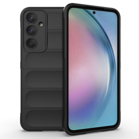 Husa pentru Samsung Galaxy A35 5G, Antisoc, Margini cu Striatii, Design Minimalist, Black