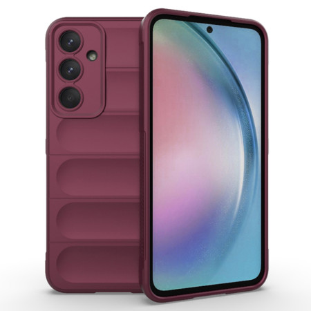 Husa pentru Samsung Galaxy A35 5G, Antisoc, Margini cu Striatii, Design Minimalist, Bordeaux