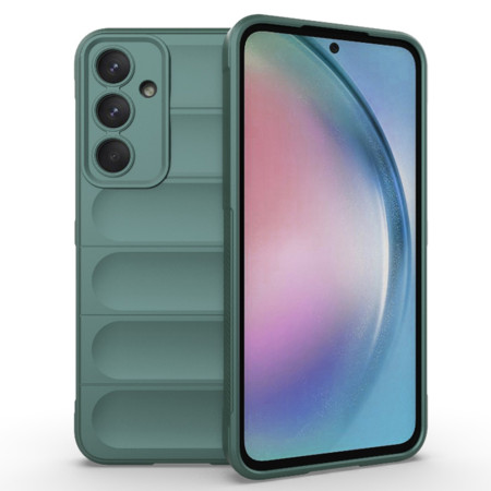 Husa pentru Samsung Galaxy A55 5G, Antisoc, Margini cu Striatii, Design Minimalist, Green