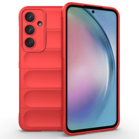 Husa pentru Samsung Galaxy A55 5G, Antisoc, Margini cu Striatii, Design Minimalist, Red