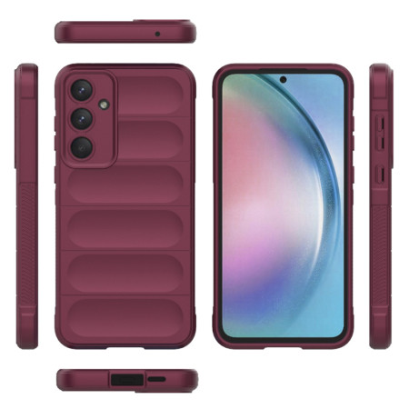Husa pentru Samsung Galaxy A55 5G, Antisoc, Margini cu Striatii, Design Minimalist, Bordeaux