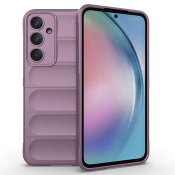 Husa pentru Samsung Galaxy A55 5G, Antisoc, Margini cu Striatii, Design Minimalist, Purple