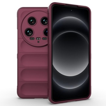 Husa pentru Xiaomi 14 Ultra, Antisoc, Margini cu Striatii, Design Minimalist, Bordeaux