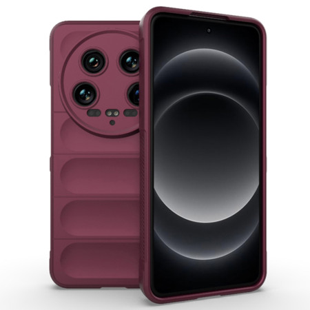 Husa pentru Xiaomi 14 Ultra, Antisoc, Margini cu Striatii, Design Minimalist, Bordeaux