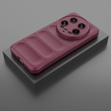 Husa pentru Xiaomi 14 Ultra, Antisoc, Margini cu Striatii, Design Minimalist, Bordeaux