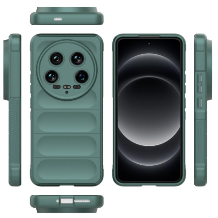 Husa pentru Xiaomi 14 Ultra, Antisoc, Margini cu Striatii, Design Minimalist, Green