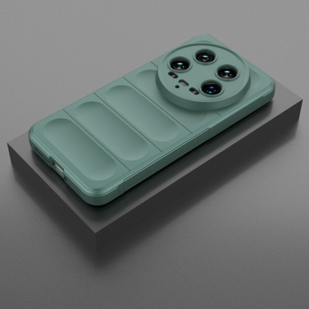 Husa pentru Xiaomi 14 Ultra, Antisoc, Margini cu Striatii, Design Minimalist, Green