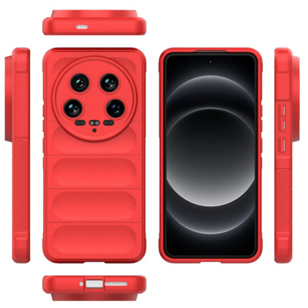 Husa pentru Xiaomi 14 Ultra, Antisoc, Margini cu Striatii, Design Minimalist, Red