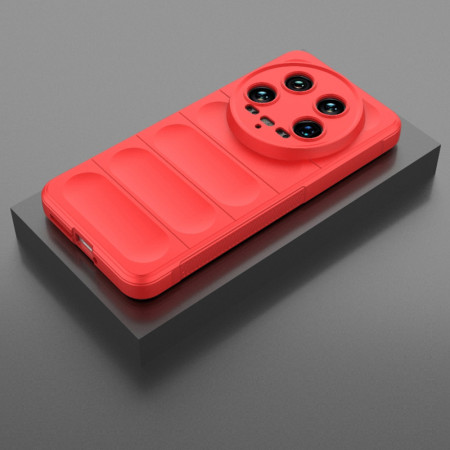 Husa pentru Xiaomi 14 Ultra, Antisoc, Margini cu Striatii, Design Minimalist, Red