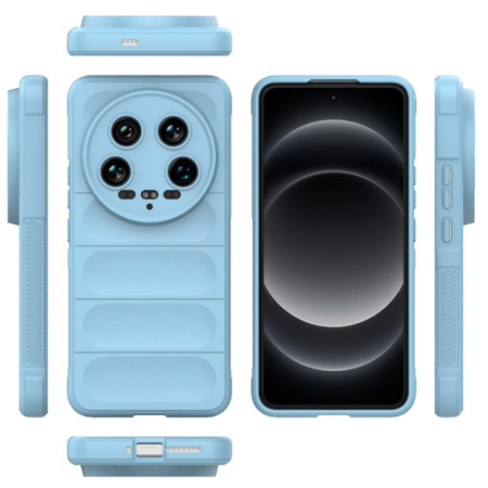 Husa pentru Xiaomi 14 Ultra, Antisoc, Margini cu Striatii, Design Minimalist, Bleu
