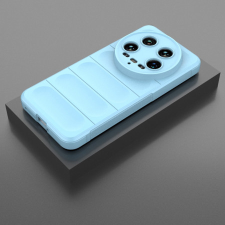 Husa pentru Xiaomi 14 Ultra, Antisoc, Margini cu Striatii, Design Minimalist, Bleu