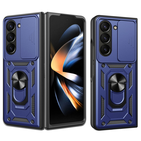 Husa pentru Samsung Galaxy Z Fold 5, Slide si Snap, Magnetic Ring, Blue
