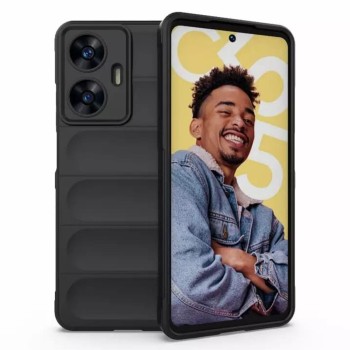 Husa Antisoc pentru Realme C65, Margini Striate, Magic Shield, Protectie Completa, Black