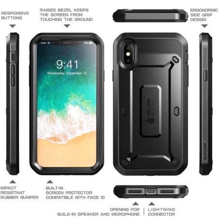 Husa pentru iPhone X / XS - Supcase Unicorn Beetle Pro - Black