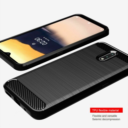 Husa pentru Nokia 2.3 - Techsuit Carbon Silicone - Negru