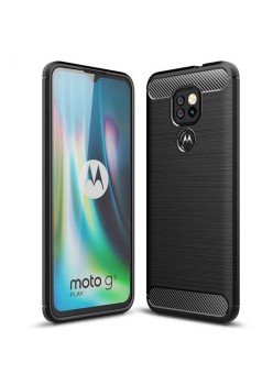 Husa pentru Motorola Moto E7 Plus / Moto G9 Play - Techsuit Carbon Silicone - Black