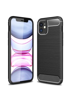 Husa pentru iPhone 12 / 12 Pro - Techsuit Carbon Silicone - Black