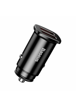 Baseus - Square Metal A+A 30W Dual QC3.0 Quick Car Charger - Black