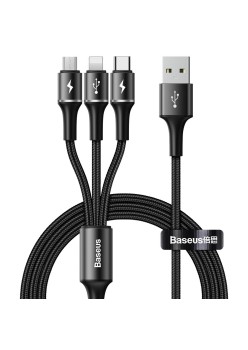 Baseus - Halo data 3-in-1 Cable USB For M+L+T 3.5A 1.2m - Black