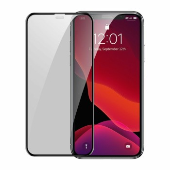Baseus - Curved Tempered Glass Privacy Dustproof Full Cover (2 pack) - Iphone XR / 11 - Applicator Incl. - Black