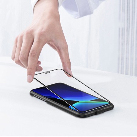 Baseus - Curved Tempered Glass Blue Light Dustproof Full Cover - Iphone X / XS - Black