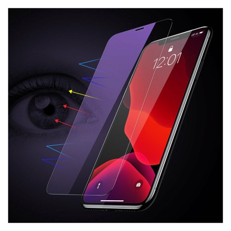 Baseus - Tempered Glass Blue Light Full Cover (0.15mm) (2 pack) - Iphone X / XS / 11 Pro - Applicator Incl. - Transparent