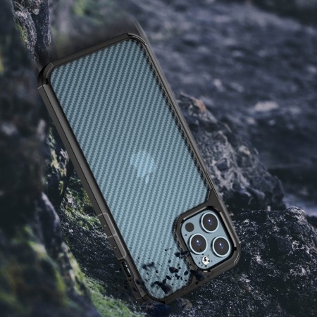 Husa pentru iPhone 12 / 12 Pro - Techsuit Carbon Fuse - Black