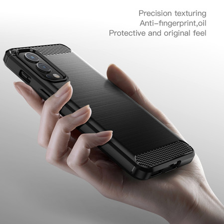 Husa Carbon compatibila OnePlus Nord 2 Tech Protects, Negru