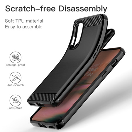Husa Carbon compatibila OnePlus Nord 2 Tech Protects, Negru