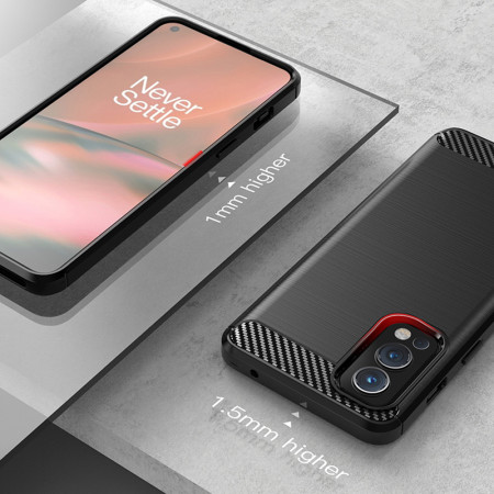 Husa Carbon compatibila OnePlus Nord 2 Tech Protects, Negru