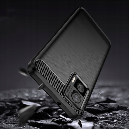 Husa Carbon compatibila Motorola Edge 30 Neo, Tech AntiSoc, Negru