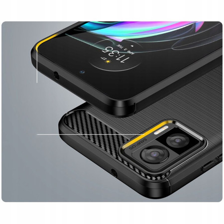 Husa Carbon compatibila Motorola Edge 30 Neo, Tech AntiSoc, Negru