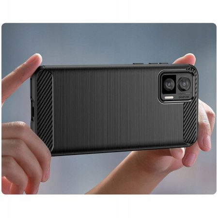 Husa Carbon compatibila Motorola Edge 30 Neo, Tech AntiSoc, Negru