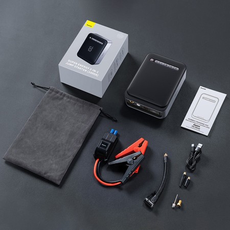 Compresor/Starter Auto/Baterie Externa 150PSI, 1000A, 8000mAh - Baseus Super Energy 2-in-1 (CGCN000001) - Black