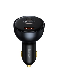 Incarcator Auto 2xType-C, USB + Cablu Type-C - Baseus (TZCCZM-0G) - Black