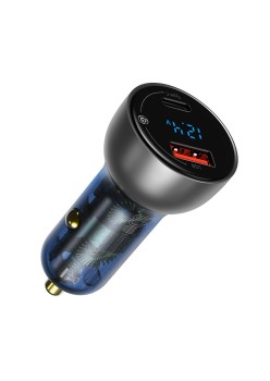 Incarcator Auto Type-C PD65W, USB QC4.0 - Baseus (CCKX-C0G) - Clear