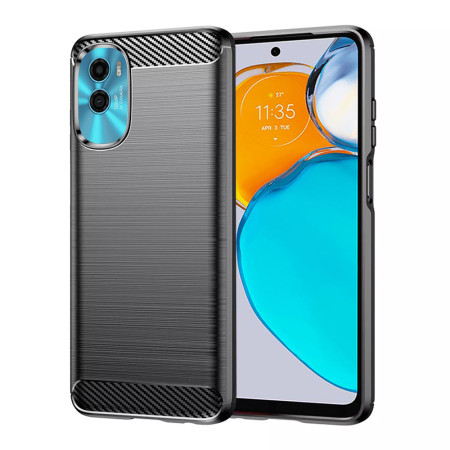 Husa Carbon compatibila Motorola Moto E22s Tech AntiSoc, Negru