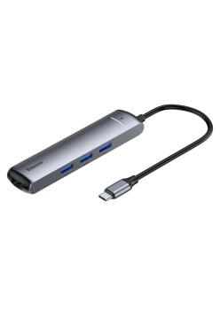 Hub - USB-C la HDMI, Type-C, 3x USB, RJ45 - Baseus (CAHUB-J0G) - Grey