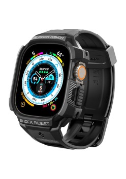 Husa pentru Apple Watch Ultra / Ultra 2 + Curea - Spigen Rugged Armor Pro - Black