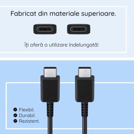 Cablu de Date USB-C la Type-C Fast Charging 3A, 1m - Samsung (EP-DA705BWEGWW) - White (Blister Packing)