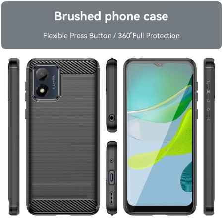 Husa pentru Motorola Moto E13 - Techsuit Carbon Silicone - Black