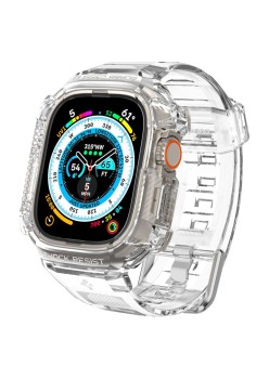 Husa pentru Apple Watch Ultra / Ultra 2 + Curea - Spigen Rugged Armor Pro - Crystal Clear