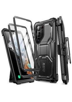Husa pentru Samsung Galaxy S23 Ultra + Folie - I-Blason Armorbox - Black