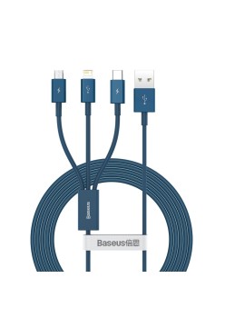Cablu de Date USB la Type-C, Micro-USB, Lightning, Fast Charging 3.5A, 1.5m - Baseus Superior Series (CAMLTYS-03) - Blue
