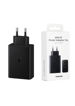 Incarcator Priza 2x Type-C/USB PPS, PD 65W, QC 3.0, AFC, FCP - Samsung (EP-T6530NBEGEU) - Black (Blister Packing)