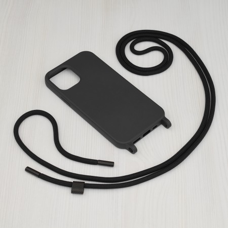 Husa pentru iPhone 12 - Techsuit Crossbody Lanyard - Black