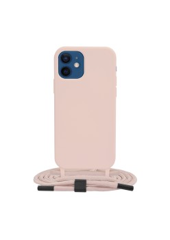 Husa pentru iPhone 12 - Techsuit Crossbody Lanyard - Pink