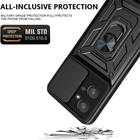 Husa telefon compatibila Motorola Moto G32, protectie camera Slide and Snap Soft Premium, Magnetic Ring Holder, PopGrip, Anti-Shock, Negru