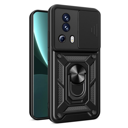 Husa telefon compatibila Xiaomi 13 Lite, Slide & Snap Premium, Magnetic Ring Holder, Negru