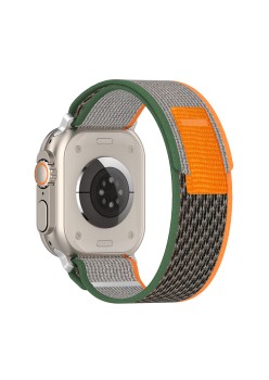 Curea pentru Apple Watch 1/2/3/4/5/6/7/8/9/SE/SE 2/Ultra/Ultra 2 (42/44/45/49mm) - Techsuit Watchband (W039) - Green / Orange